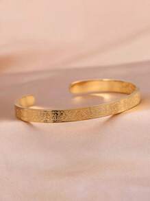 Nooxian 1 pièce Bracelet unisexe, luxueux bracelet vintage en acier inoxydable du Moyen-Orient avec gravure arabe, accessoire quotidien neutre pour cadeau (sans boîte cadeau)