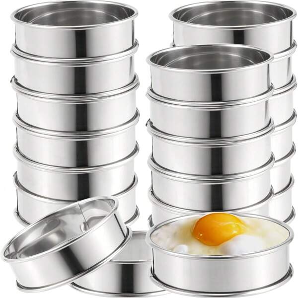 2pcs/6pcs Non-Stick Stainless Steel Muffin Ring, Tartlet Ring, Hamburger & Donut Baking Mold