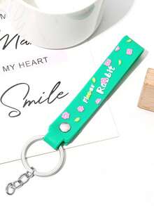 1/5 Piece New Cute Cartoon Rabbit Ear Small Flower Alphabet Pattern Keychain, Car Key And Bags Hanging Piece, Friend's Small Gift And Event Gift - A - View 7