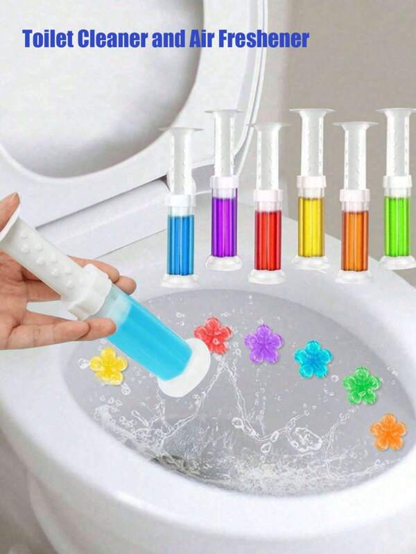6 peças de gel desodorizante para vaso sanitário, limpador de vaso sanitário, fragrância de carimbo de gel higiênico, inclui cores e aromas diferentes, purificador de ar e flores para vaso sanitário, cores enviadas aleatoriamente