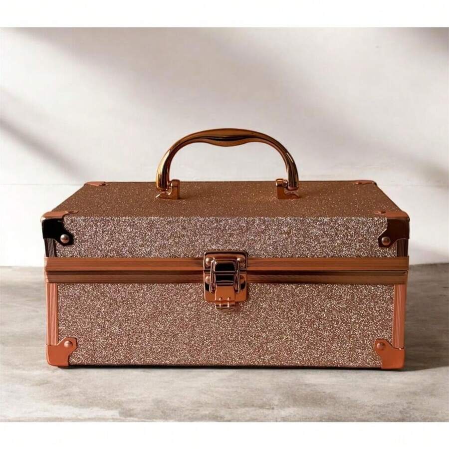 Professional Makeup And Manicure Case Medium Glitter Finish - 銀色 - 查看 1