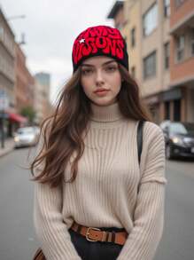 Warm Knitted Beanie Hat, Y2K Style, Acrylic Letter Design Unisex Cap For Men & Women, Autumn/Winter Casual Streetwear