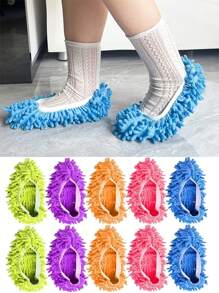 5pairs Of Mop Slippers, Used For Floor Cleaning, Washable Shoe Covers, Soft Ultra-Fine Fiber Dust Removal Mop, Mop Socks, Reusable, Suitable For Women, Men, Children, Removing Footprints And Hair, Cleaning Homes, Offices, Bathrooms, Kitchens.