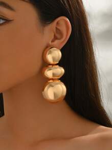 1 paire de boucles d'oreilles pendantes rondes classiques brillantes et élégantes à motif géométrique pour femmes, convenant pour un usage quotidien, de vacances ou de fête