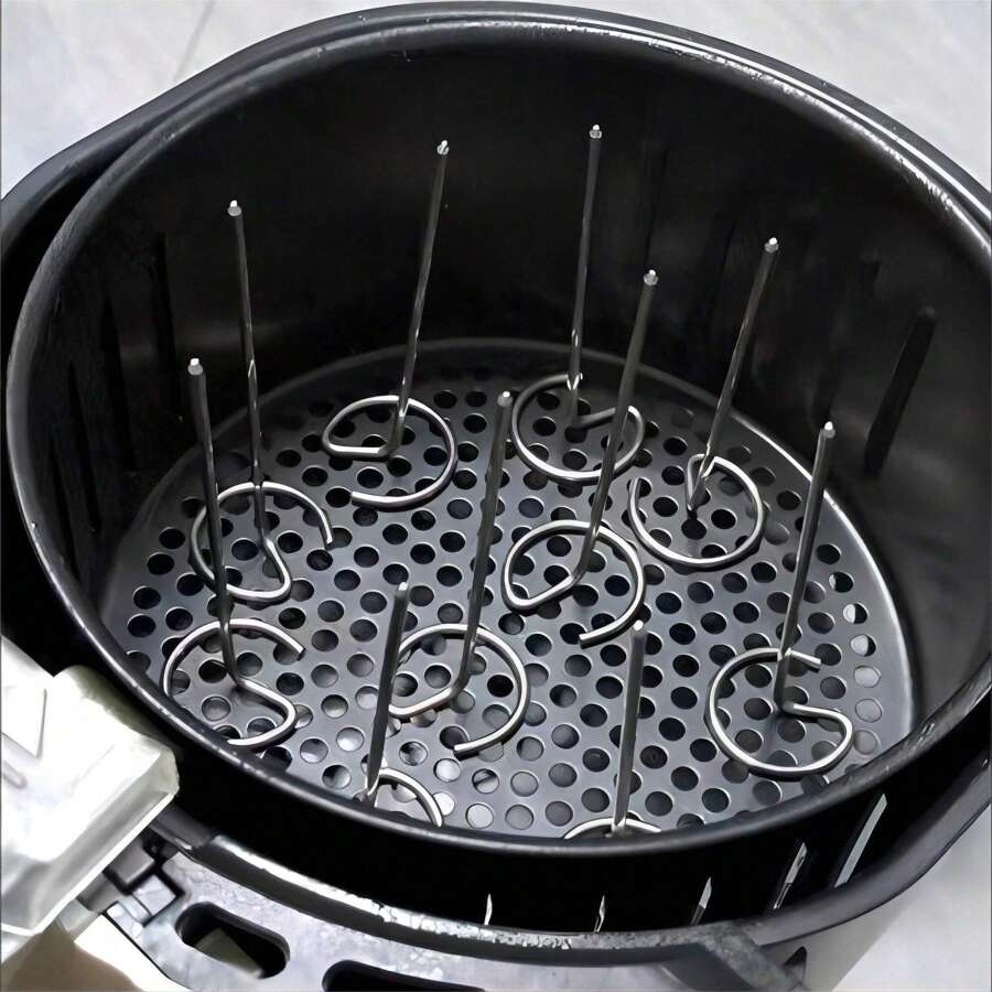 20 pièces/10 pièces/5 pièces Accessoires de friteuse à air, Mini brochettes universelles en acier inoxydable pour barbecue/bâtonnets de barbecue, Brochettes verticales en acier inoxydable pour barbecue, Grille verticale inclinée, Parfait pour la maison, l'extérieur, les fêtes, Noël et autres fêtes, vaisselle pour anniversaire