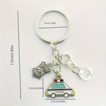 New Fashionable Droplet Shaped Police Car Key! Police Art Metal Keychain, Friends Gift Collection Accessories Car Accessories Bag Charm Backpack For School