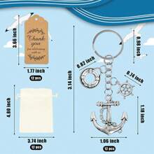 12 Sets Nautical Exploration Themed Party Favor Anchor Helm Keychain, Creative Gifts For Engagement, Wedding, Bridal Shower, Birthday, Anniversary, Christmas, Thanksgiving, Valentine's Day, New Year, Best Friend Commemorative Gift - No Need For Power Or Feathers, Suitable For Party, Daily, Holiday Gifts