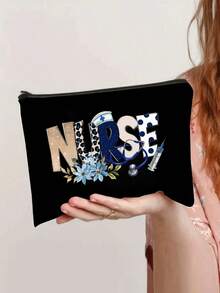 护士印花托特包，轻便购物袋，兼具便携旅行沙滩包和化妆包的功能，采用艺术字母和图案印花设计，适合女性日常使用，是一款便捷的购物袋。感谢老师的礼物，女士亚麻大容量手提包，手提包和化妆包套装，时尚亚麻托特包和化妆包 - 大容量，适合上班、上学或购物，姐妹、同事、朋友