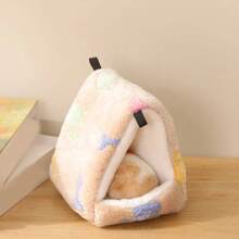 1 Pc Cute Print Pet Bird Parrot Cages Warm Plush Hammock Hut Tent Bed Hanging Cave For Sleeping And Hatching Bird Accessories