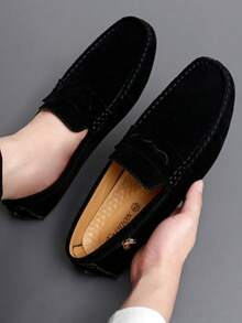 [金属莫卡辛乐福鞋] 男士金属装饰莫卡辛乐福鞋，舒适防滑一脚蹬鞋，男鞋，春夏季