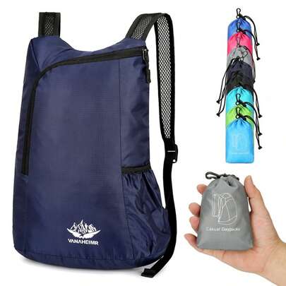 1pc New Ultralight Foldable Backpack, Versatile Travel Bag With Water Resistant Fabric