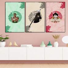 ONE PIECE 1/3/6 件套流行帆布墙面艺术海贼王 - ZORO、妮可罗宾、LAW、ACE、SHANKS 装饰卧室现代家居印刷图片艺术品海报（无框）