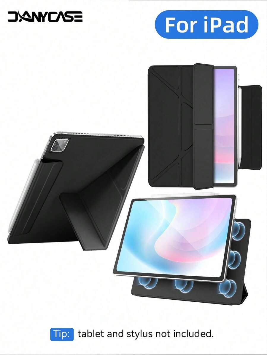 DANYCASE 强磁保护壳 Y 折叠适用于 iPad 10th 10.9 11th A16 10.9 Air 4th Air 5th 10.9 Air 11 M2 M3 2024 2025 Air 13 M2 M3 2024 2025 - 黑色 - 查看 1