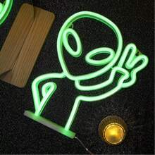 Kaufen Sie 1 Stück Grüner Alien Neonlichtschild, 11,3x8,7x0,7 Zoll/28,8x22,2x1,8 cm, LED Dekorationslampe, batterie- oder USB-betrieben. Grüner Alien Neonschild Deko, Neonlichtschild für Zimmer, Wanddekoration, Spielezimmer, Teenagerzimmer, Schlafzimmer, Zuhause, Party