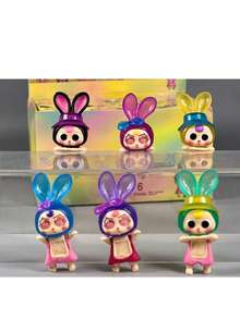 1/12 piezas Figuras de conejitos de macaron, accesorios decorativos para teléfono móvil y coche, juguetes coleccionables de estilo aleatorio - Multicolor - Ver 5