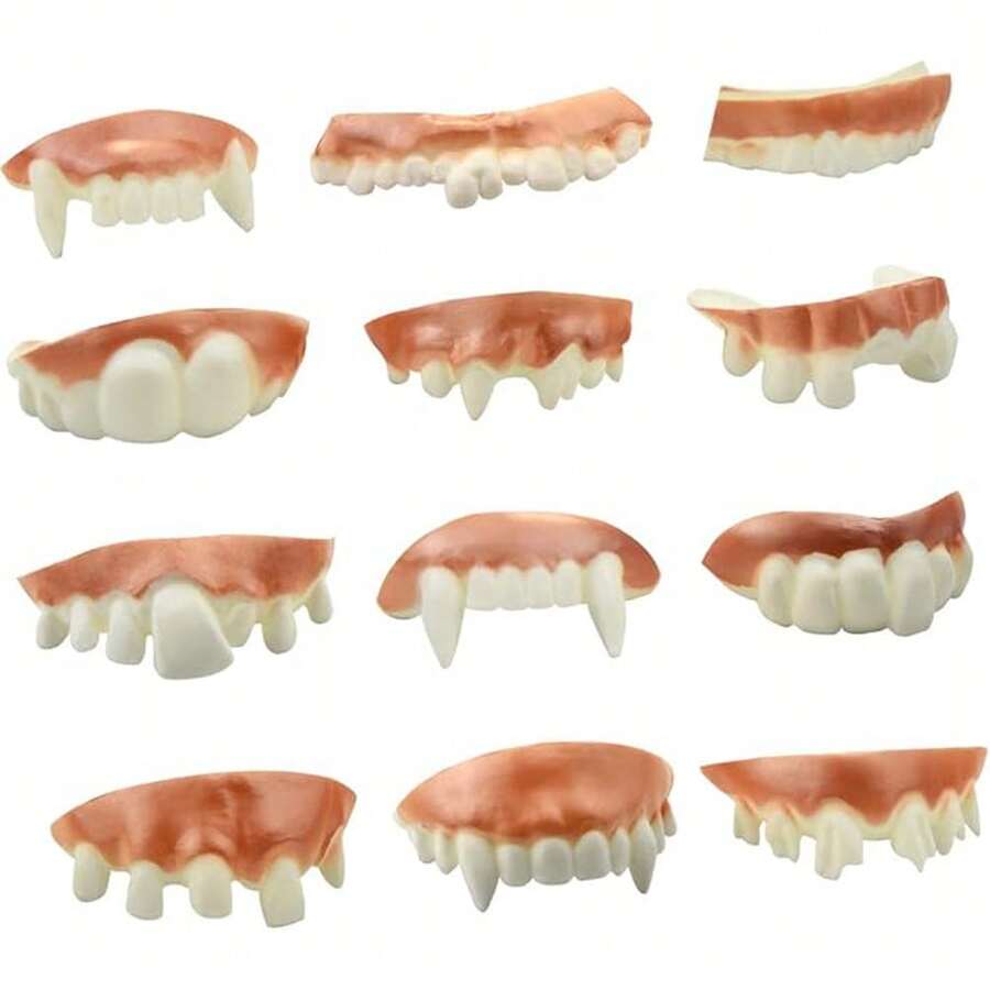 1/5/10/20/30/48 Pieces Gnarly Teeth Gag Teeth Ugly Fake Teeth Vampire Denture Teeth For Halloween Costume Party Favors Photos Props,Random Style And Color