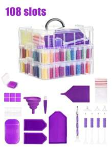 2-Layer Diamond Painting Storage Container Set, 88-Slot Transparent Stackable Bead Storage Box With Diamond Painting Accessories And Tools For DIY Diamond Art Jewelry Bead Storage