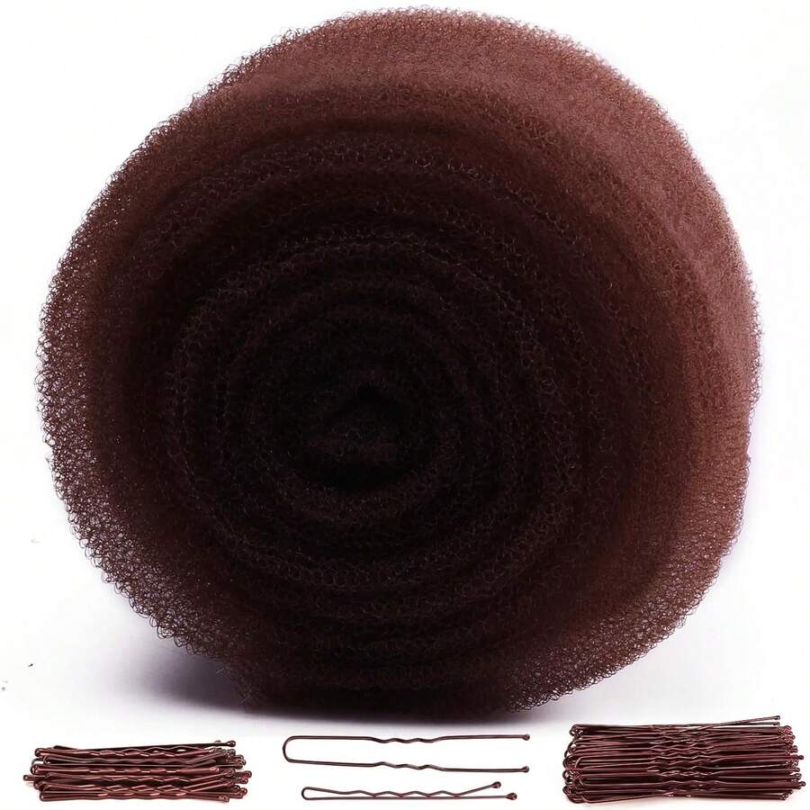 Burete de umplere din nailon de culoare solidă maro închis, gogoși de păr pentru , instrument pentru volumizarea umflăturilor de păr, pernuță de păr, potrivit pentru toate anotimpurile, instrumente de coafat păr accesorii de păr - Maro închis - Vizualizare 1