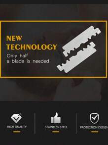 1pc Stainless Steel Men's Manual Thumb Shaving Razor With Razor Stand, New Model Shaver Kit With Double-Edged Folding Razor Blade For Shaving, Trimming