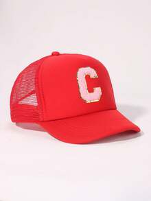 1 pieza Gorra de béisbol de ala suave rosa para bebé y niño pequeño, elegante y versátil, apta para niños y niñas, para salidas diarias de verano, gorras con visera - Rojo - Ver 54