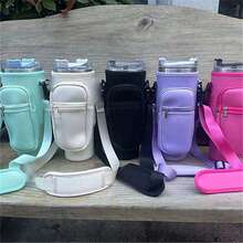 40盎司保温杯套、带手柄的水壶袋、不粘氯丁橡胶瓶套、运动登山杯套、返校用品 - 多色 - 查看 2