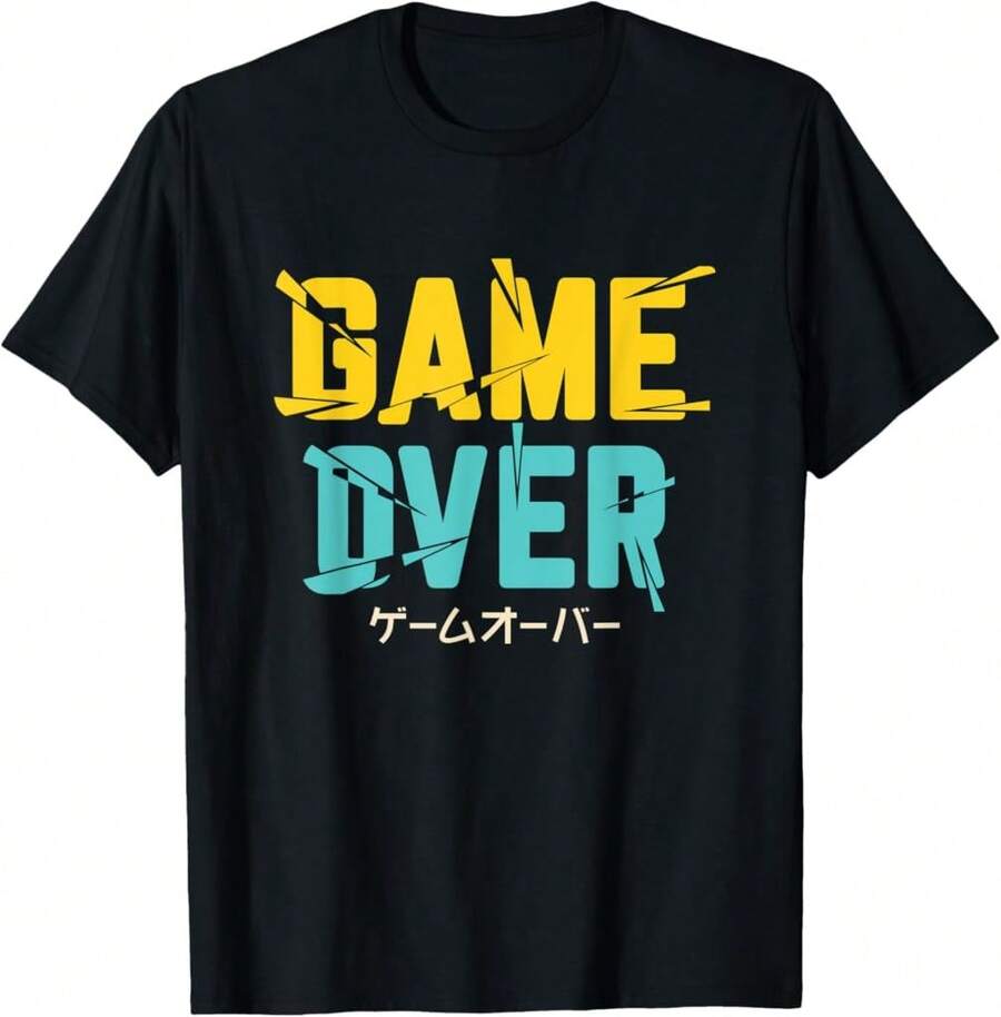 Japanese Otaku Game Japan Anime Over Geek T-Shirt Gift For Son Gift For Grandpa Gift For Quilters - Black - View 1