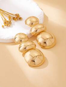 1 Pair Fashion Rough Style Transparent Surface Earrings - Gourd Gold-brushed - View 3