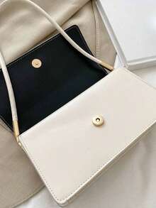 Fashion Versatile Casual Crocodile Embossed Flap Shoulder Bag - White - View 3