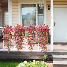 2pcs UV Resistant Daisy Hanging Flowers, Realistic Daisy Silk Flowers Fake Plants Front Porch Patio Planter Hanging Basket Spring Summer Fall Fake Flowers, Realistic Artificial Flower Decoration For Indoor And Outdoor, Perfect For Porch, Window, Patio, Easy To Maintain - Multicolor - View 5