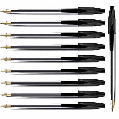 10/20 canetas esferográficas pretas, ponta média, escrita suave - canetas de qualidade profissional, adequadas para uso doméstico, no escritório e na escola - tinta de longa duração para a volta às aulas