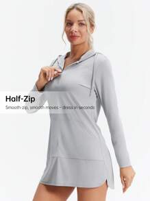 HOTSUIT Chemises de femmes à manches longues avec poche et demi-zip, légères pour l'été, pour le plein air, la course et la pêche