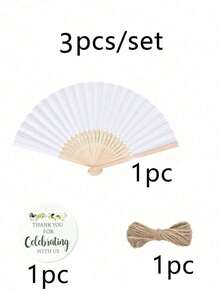 1pc/5pcs/10pcs/20pcs White Collapsible Paper Fans, Portable Folding Fans, For Birthday Party Decoration And Painting Gifts Graduation - White - View 14