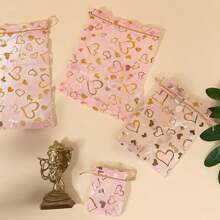 5/10/20/50/100 Stück Herz-förmige Mehrfarbige Gaze Beutel, Geschenkverpackungstüten, Geschenktüten, Heim- und Alltagsartikel, Nylontasche Aufbewahrungstüten, Festival- und Partyartikel, Hochzeitsartikel, Geschenkdekoration Verpackung