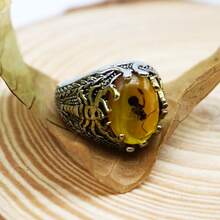 Fashionable Retro Yellow Ant Scorpion Men's Ring, Ring For Daily Wear - 黃色 - 查看 5