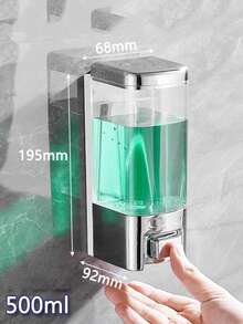 1/2 件（500 毫升）洗手液分配器壁挂式皂液乳液分配器，适用于浴室，一个壁挂式皂液分配器，塑料手动按压洗发水和乳液分配器，以及一个壁挂式皂液分配器，用于无香液体洗手液 - 无汞塑料，适用于洗发水、洗手液、厨房、护肤乳液 - 酒店和浴室 - 彩色 - 查看 12