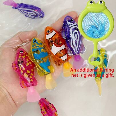 Juguete luminoso de pez electrónico que nada en el agua para baby shower, pez electrónico simulado para nadar de manera luminosa (color aleatorio)