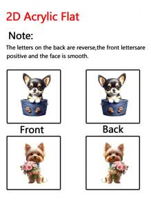 1pc 2D Cute Chihuahua/Yorkie Breed Dog Car Air Vent Clip Aroma Diffuser, Cartoon Decor Gift, Car Interior Accessory, Clip-On Air Freshener - Acrylic Fragrance Diffuser