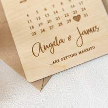 Custom-Designed Wooden Wedding Invitations With Text, Wedding Keepsakes, Wedding Invitation Cards, Wooden Date Storage Boxes, Wedding Supplies Engraved Date Calendars, Suitable For Beach And Engagement Celebrations, Simple And Practical, Perfect For Children's Art Activities. - Multicolor - View 4