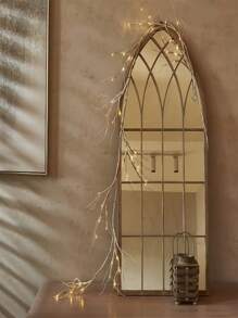 1 Illuminated Flower Wreath With White Birch Branches, Illuminated Flower Wreath With 48 LED Lights, Used For Christmas Decoration Indoors, Illuminated White Birch Flower Wreath, Used For Holiday Party Decoration, Fireplace Mantel, And Tabletop Center