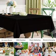 Gói 10 khăn trải bàn tiệc cưới - Khăn trải bàn dùng một lần dày cao cấp, màu trơn đơn giản, chống thấm nước và dầu, nhẹ, dễ vệ sinh, màu trắng tinh khiết/đen tinh khiết Quà tặng sinh nhật mùa hè bãi biển trở lại trường đồ dùng học tập trang trí phòng - màu đen - Xem 2