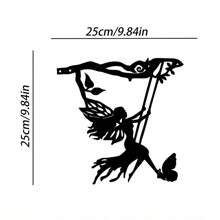 1pc, Whimsical Metal Fairy Silhouette Art - Elegant Shadow Decoration For Garden, Yard, And Lawn - Hollow Out Shape, Outdoor Decorative Statue Stake For Patio, Floor Ornament, And Landscape Enhancement