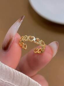 1PC S925 Sterling Silver Delicate And Cute Hollow Arrangement Toe Ring Adjustable Toe Ring For Summer Seaside Wear - Hollow Arrangement Toe Ring - View 5