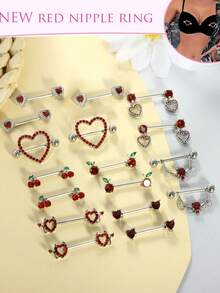 2pcs 14G Nipple Rings For Women Stainless Steel Heart Butterfly Moon CZ Flower Barbell Nipple Rings Set Cute Nipplerings Piercing Jewelry For Daily Wear Party Summer Beach