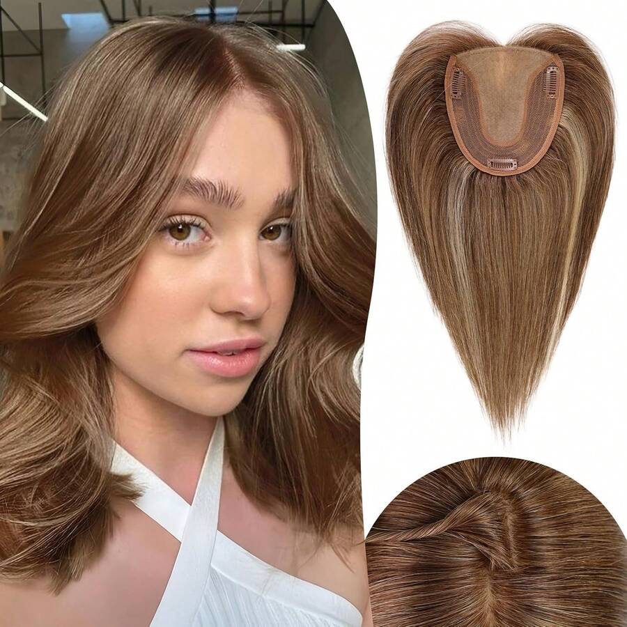 5.5" X 5" Base Hairpiece, 12" Human Hair Wig, Suitable For Women With Thinning Hair Or Gray Hair Coverage