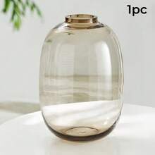 Amber Color/Light Gray/Transparent Glass Vase Round Clear Colored Flower Vase For Centerpiece Long Stem Branch Fresh Artificial Plant Bottle Modern Home Indoor Decoration - Multicolor - View 13