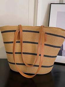 1 套女士夏季波西米亚风格宽边帽和大容量包组合 - 时尚优雅度假海滩防晒帽和单肩包，适合户外旅行、购物、工作和日常搭配