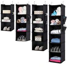 1 pieza Bolsa colgante de tela no tejida, organizador de armario para ropa interior, lavable, bolsa de almacenamiento colgante multifuncional, organizador de armario a prueba de humedad con bolsa de múltiples capas para accesorios y artículos escolares