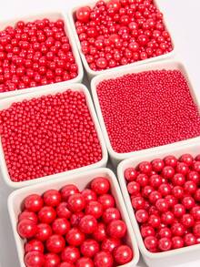 Decoraciones de torta de perlas falsas rojas, perlas redondas, adecuadas para decorar tortas, helados, magdalenas, hornear, decoraciones de torta, ideales para bodas, fiestas de cumpleaños, postres de fiestas de Navidad. Solo para decoración, no comestibles. - Rojo - Ver 3