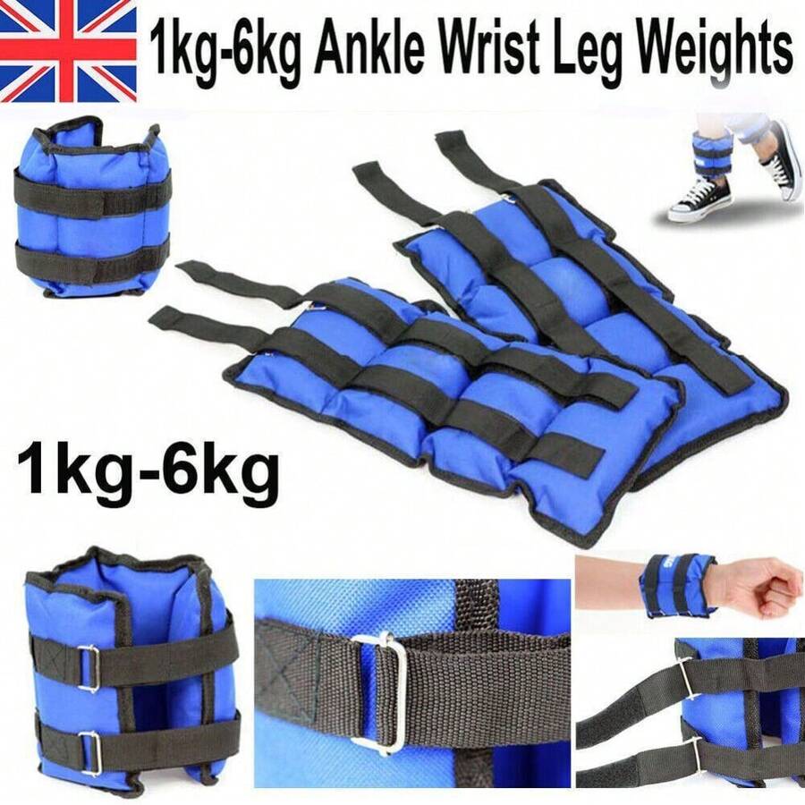 Ankle Wrist Leg Weights Straps Running Exercise Fitness Gym Strength Training - Blue - View 1
