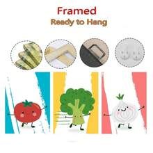 1pc Frameless Cute Vegetable Humorous Onion Carrot Broccoli Tomato Sausage Posters Vintage Painting Printing Wall Arts Modern Minimalist Restaurant Kitchen Wall Art Decoration Home Decoration ,Wall Art With Frame